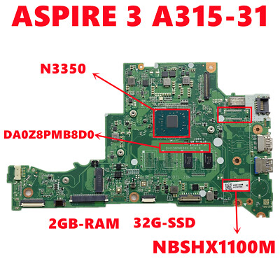 Motherboard For Acer Aspire A315-31 A114-31 N3350/N4200 CPU 2G/4G 32GB/64GB SSD