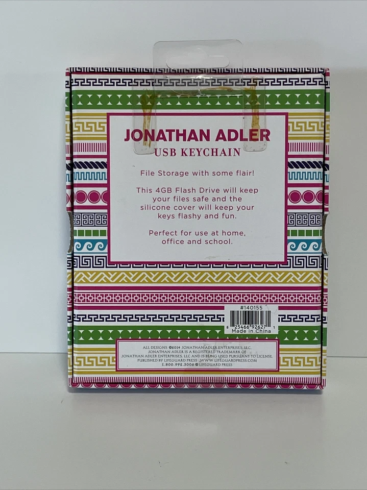 Jonathan Adler 钥匙扣带 4GB USB 文件存储太阳镜海滩粉色全新 2014 — 第 3/4 张图片