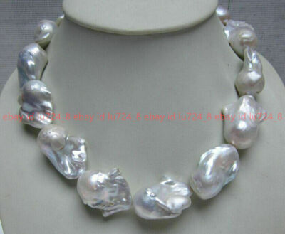 Beautiful New Jewelry Huge Natural 15x20mm White Baroque Pearl Necklace 14-36 In