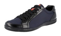 Prada Leder Nylon Linea Rossa Sneaker - 4E2439 - Schwarz Blau - NEU - 7 41