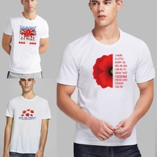 Remembrance Day POPPY UK Poppy T-Shirt Men Boy Tops Lest We Forget Armistice Day