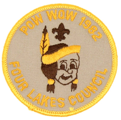 Vintage MINT 1982 Pow-Wow Four Lakes Council Patch Wisconsin WI Boy Scouts BSA
