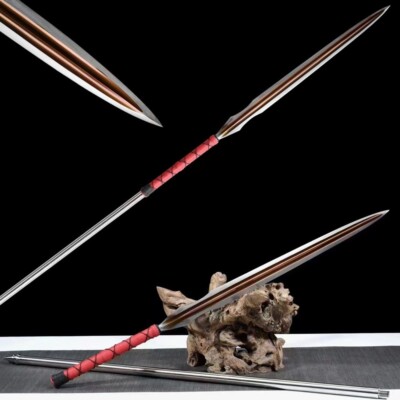 205CM Battle Spear Hunting Sharp Spearhead Dagger High Manganese Steel Blade