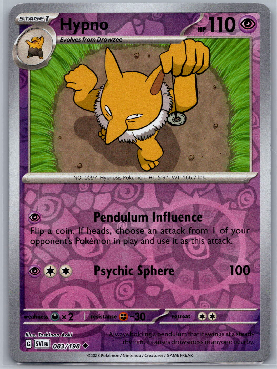 Hypno Reverse Holo SV01: Scarlet & Violet Base Set 083/198 NM - Pokémon TCG!