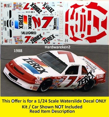 NASCAR DECAL # 7 ZEREX ALAN KULWICKI 1988 FORD THUNDERBIRD POWERSLIDE 1/24