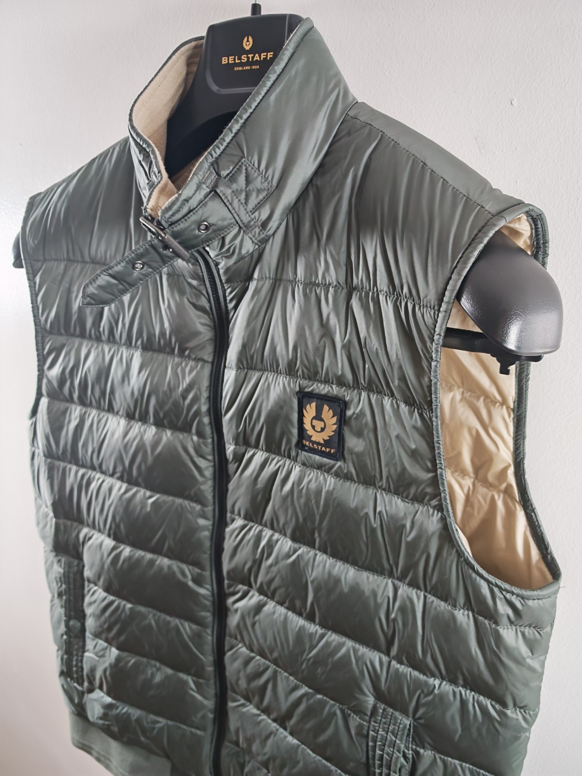 Belstaff Mens Circuit Down Filled Gilet Dark Mineral Green Puffer Vest UK 38