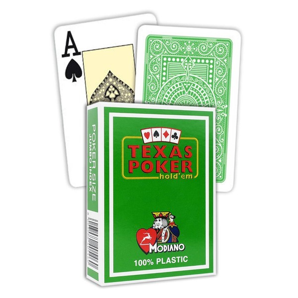 Texas Poker Hold Em HellgrüN Spielkarten Modiano Jumbo Index Poker GrößE Neu-image