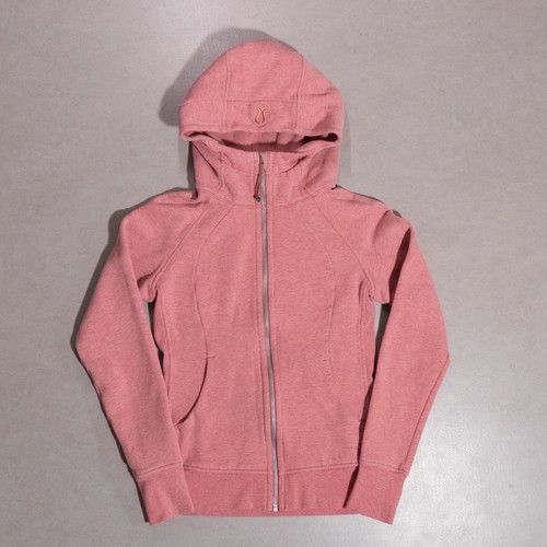 Lululemon Scuba Hoodie mit durchgehendem Reißverschluss meliert pink bestickt Damengröße 6