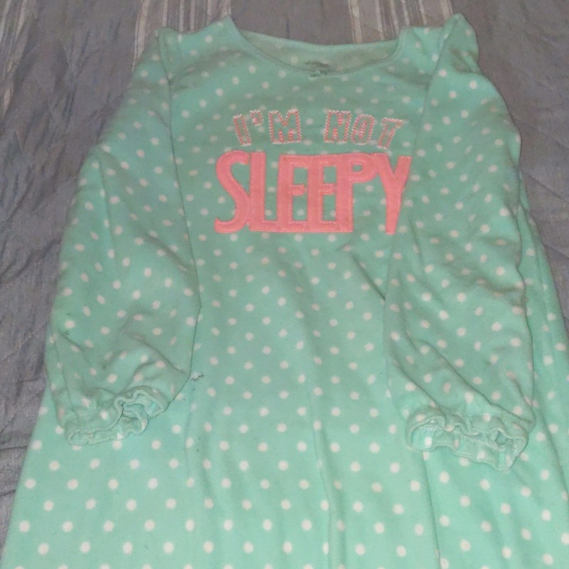 Simple Joys Girls 8-10 Green/White Polka Dot Long Sleeve Sleep Nightgown