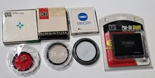 Lot of Three Assorted Lens Filters and Pop-Up Shade