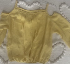 Ladies Yellow Off the Shoulder Long Sleeve Solid Blouse Pullover