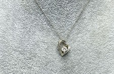 Sterling Silver, CZ Open Heart Pendant Necklace