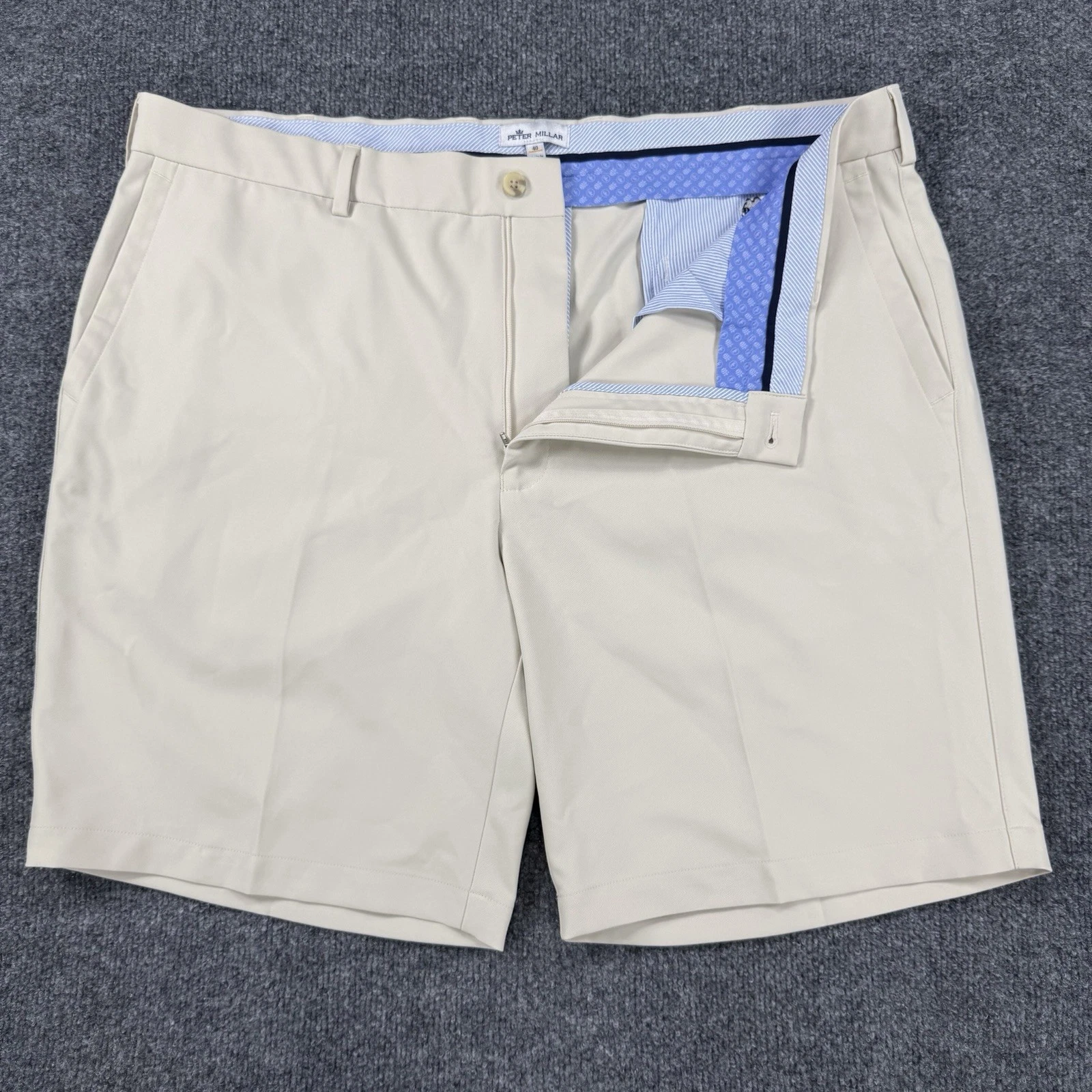 Peter Millar Shorts Mens 40 Stone Beige Salem Performance Crown Sport 9" Camel