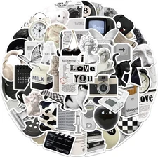 Aesthetic Black and White Stickers Pack 60PCS, Y2K Laptop Decals Eikecy Ins 