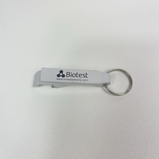 Bio Test Logo Key Chain with Bottle Opener White Biotest Plasma