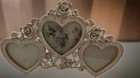 Petite Vintage Triple Heart Metal Roses Washed Paint Frame Floral Detail 7x5  — photo 1