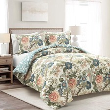 Sydney Reversible 100 Cotton Duvet Cover Set, 3 Piece Set, Full/ Queen, Green