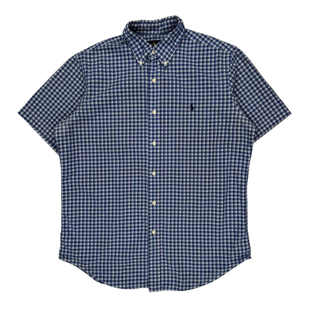 Ralph Lauren Checked Short Sleeve Shirt - Medium Blue Cotton