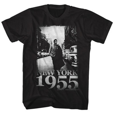 JAMES DEAN Adult T-Shirt Movie Icon 1955 NEW YORK STREET WALK Black Cotton