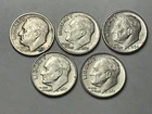 Lot Of 5 Silver Roosevelt 10C Dimes 1953-S 1961 2/1963 1964-D Coins