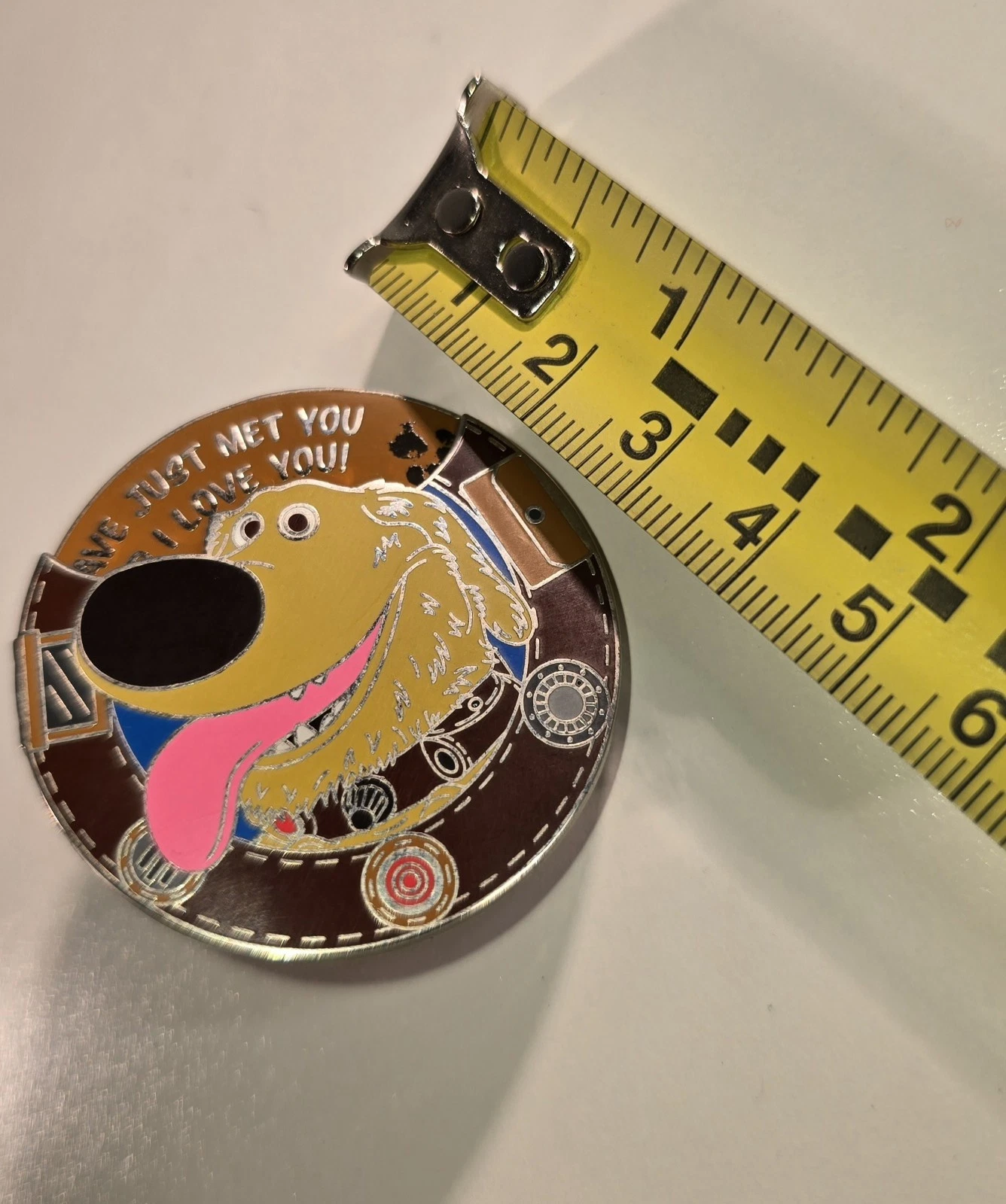 2014 Disney Trading Pin Pixar UP Dug Spinning Collar Circle Movable Large Enamel