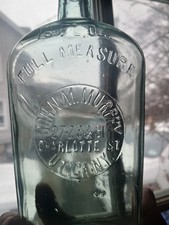 John M Murphy Utica Ny Strap Sided Whiskey Flask 16 Fluid Oz.