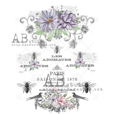 Purple French Floral | A4 Rice Paper | Paper for Decoupage | AB Studios