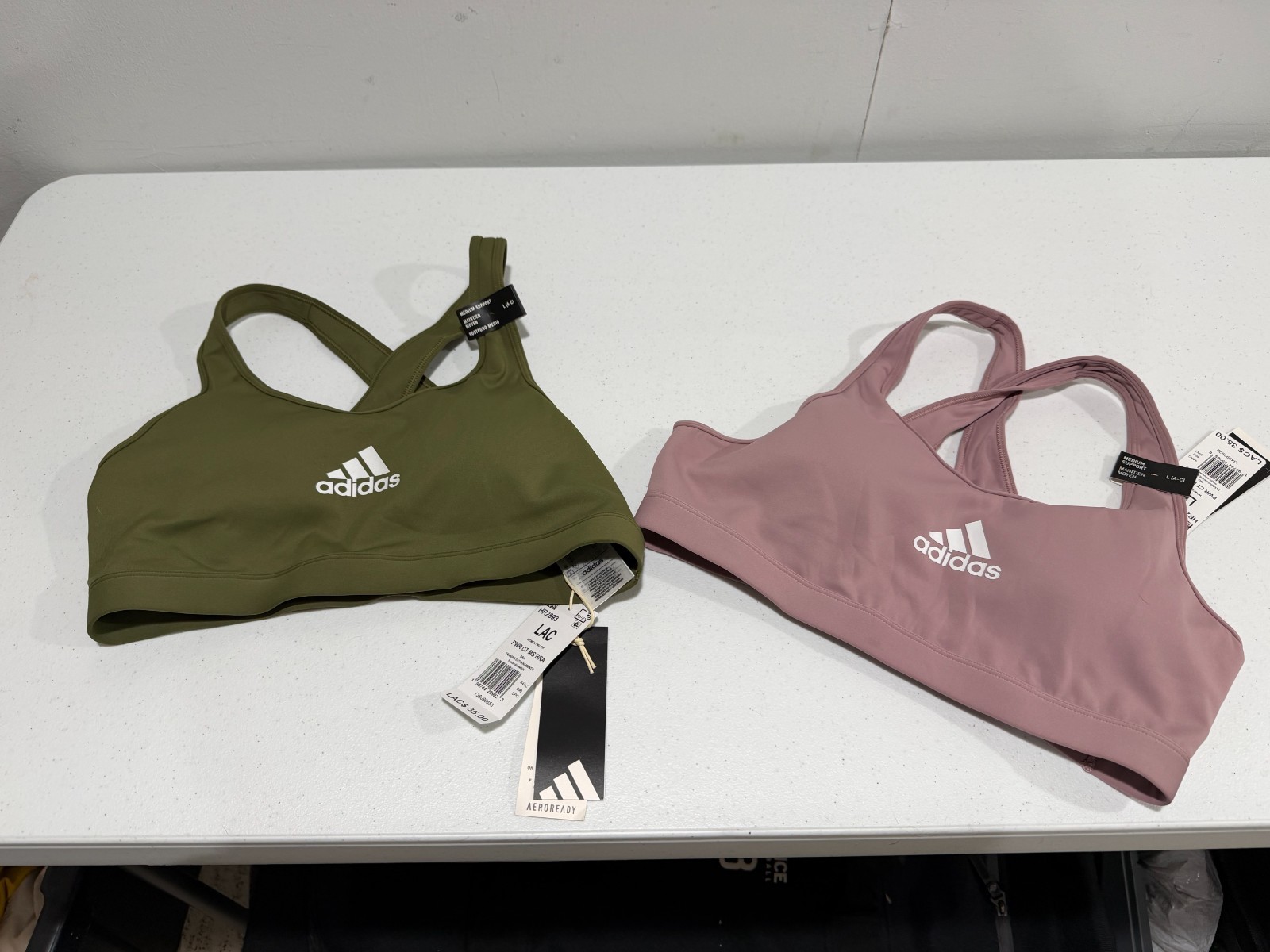 2x Adidas PWR MS Sports Bra Clear Pink Women's Medium Support 4B thumbnail 3