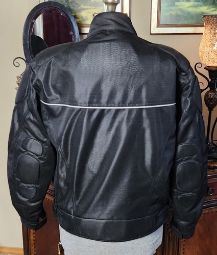 First Gear Womens Black Mesh Padded Motorcycle Riding Jacket zip out liner Sz M - Picture 2 of 24