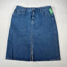 Gap Denim Midi Skirt Medium Wash Blue Front Slit Size 10/30 Nice Fast Ship