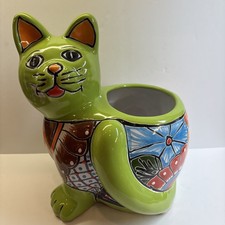 Fioriera per gatti colorata stile arte popolare verde brillante vaso per gatti floreale decorazione stravagante