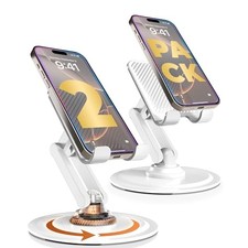 360  Stand 2-Pack, Rotating Cell Phone Stand for Desk  x2 Pack - All White