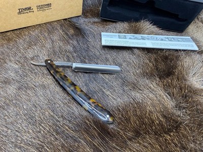 Timor  5/8'' Straight Razor Germany  With Timor Gold Etch Mint In Box Papers #5