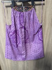 Monsoon Purple Abstract Embroidered Halter Neck Woven Cotton Cami Tank Top M
