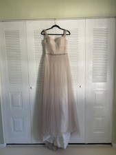 Stella York Ivory Beaded Sleeveless V Neck Tulle A-Line Wedding Dress Size 12
