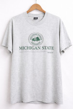 Vintage Michigan State Spartans T Shirt Mens L Gray Single Stitch 90s NCAA