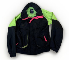 Vintage Columbia Jacket Mens Medium Black Neon Powder Keg Ski Snowboard 80s