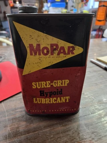 Vintage Quart  MOPAR  Metal  Sure Grip Hypoid Lubricant  Fluid Can