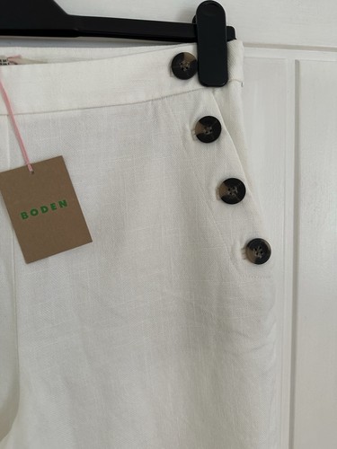 Boden Greenwich Sailor Trousers Linen Blend White Size 10 Regular. BNWT - Picture 3 of 7