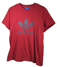 Adidas Originals Men s T-Shirt Medium Red Short Sleeve Black Trefoil Logo M