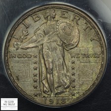 1918 S Standing Liberty Silver Quarter 25C ANACS AU 58