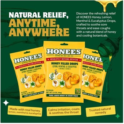 Natural Honey Lemon Cough Drops - Soothing Relief