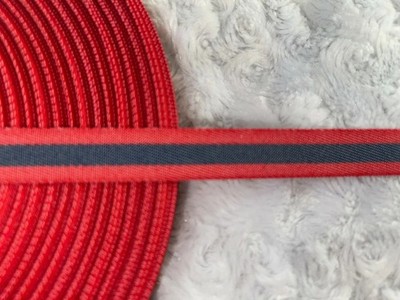 10 yards navy blue Red striped poly twill tape sewing trim 5/8'' wide