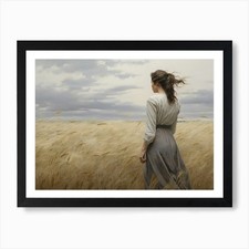 Looking Out Over Farm Painting Art  Framed Wall Art Poster Canvas Print Picture