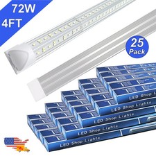 25 Pack 4 Foot Led Shop Light Fixture 72W 7200Lm Linkable 6500K Daylight White