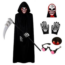 Halloween Scary Costume Grim Reaper Costume for Boys Kids Costume with Glowing