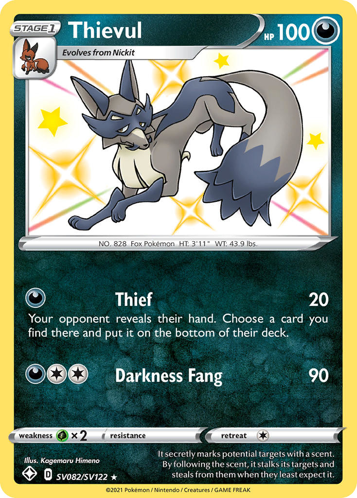 Thievul SV082/SV122 Shiny Rare Shining Fates Shiny Vault Pokemon Holo NM/M