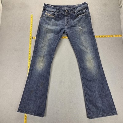 Diesel Jeans Mens 33x32 Blue Zathan Med Wash Bootcut Button Fly Italy 0R62T