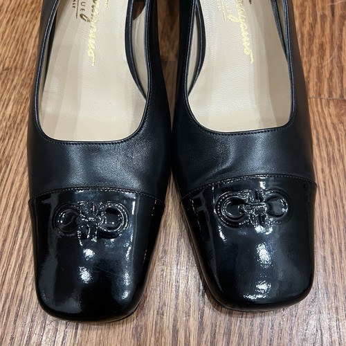 Vintage Salvatore Ferragamo Peggy Leather & Patent Leather Slingback Pumps, 8 - 第 12/24 張圖片