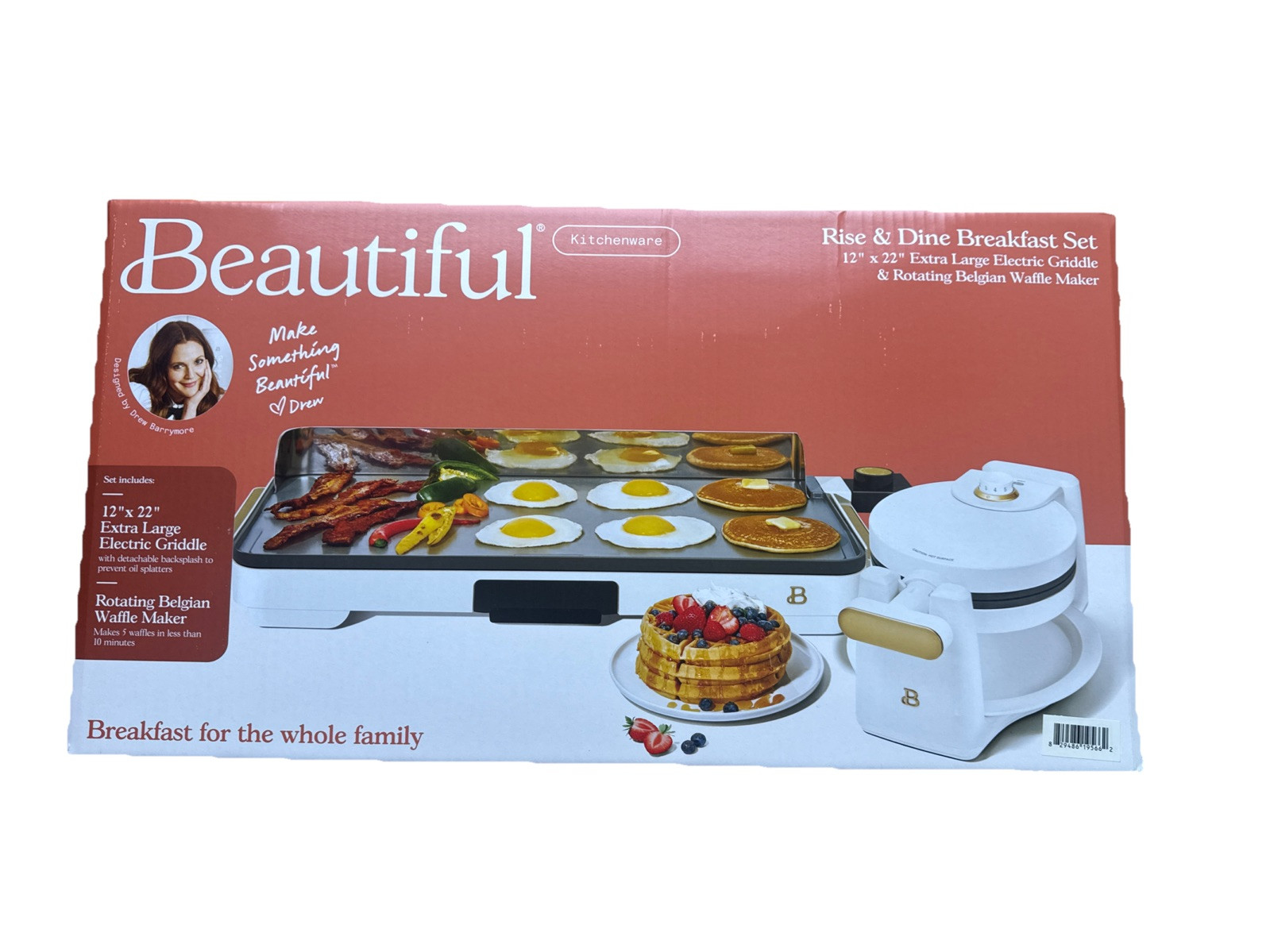 19566 White Icing Electric Griddle and Waffle Maker Breakfast Set by Drew-image